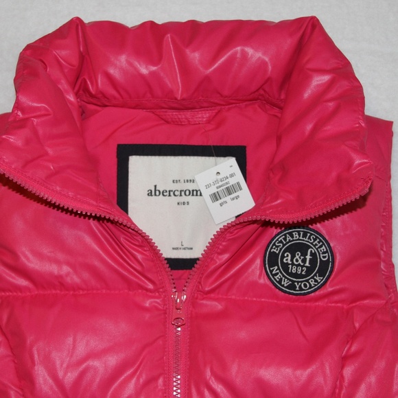 NWT Abercrombie & Fitch Girls Down Puffer Vest Jacket Pink Size Large - Picture 4 of 4